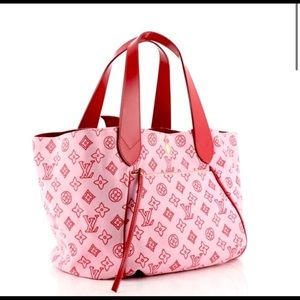 Louis Vuitton red canvas cabas ipanema PM Bag